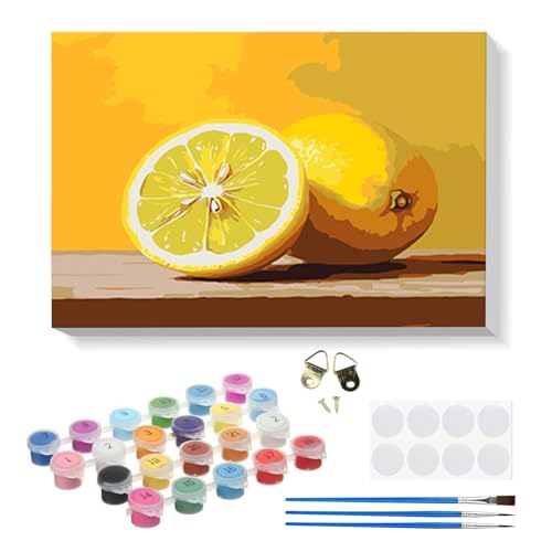 RICUVED Zitrone Malen nach Zahlen Set für Erwachsene Kinder mit Holzrahmen -Lemon Digitale Ölmalerei, DIY Kunstkit Mit 3 - Pinseln und Acrylfarbe knitterfreie leinwand Kit Wandkunst 20x30cm RICUVED Zitrone Malen nach Zahlen Set für Erwachsene Kinder mit Holzrahmen -Lemon Digitale Ölmalerei, DIY Kunstkit Mit 3 - Pinseln und Acrylfarbe knitterfreie leinwand Kit Wandkunst 20x30cm von RICUVED