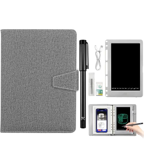 Syncify Digitales Skizzenbuch mit A5-Papier zum Ausradieren + 3 Ersatz-Nachfüllungen, Smart Syncify Pen Schreibtafel-Set, Smart Pen Notizbuch,Grau Syncify Digitales Skizzenbuch mit A5-Papier zum Ausradieren + 3 Ersatz-Nachfüllungen, Smart Syncify Pen Schreibtafel-Set, Smart Pen Notizbuch,Grau von RIDEONMOP