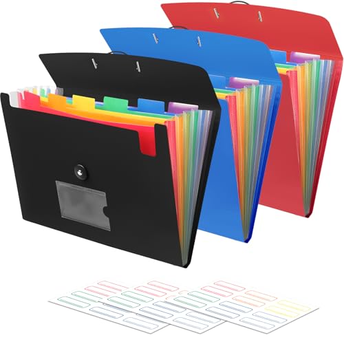 Akkordean-Aktenordner mit 7 Fächern, erweiterbarer Aktenordner mit Etiketten, Kunststoff, erweiterbarer Aktenordner für Dokumente, Briefgröße, A4-Papier, 3 Stück Akkordean-Aktenordner mit 7 Fächern, erweiterbarer Aktenordner mit Etiketten, Kunststoff, erweiterbarer Aktenordner für Dokumente, Briefgröße, A4-Papier, 3 Stück von RIEJIN