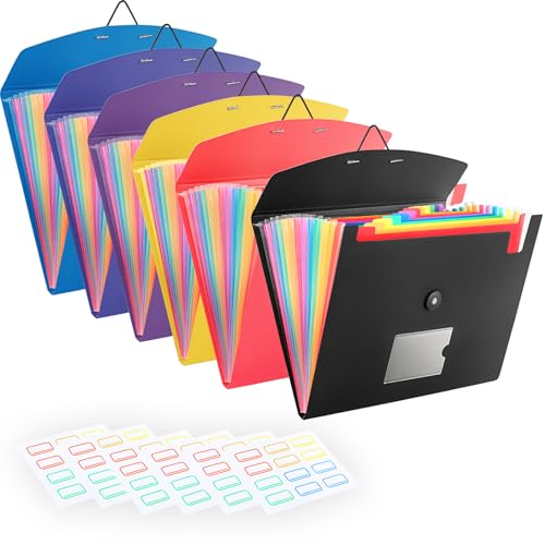 Akkordeon-Aktenordner mit Etiketten, Fächermappe mit 13 Fächern, für A4-Papiere im Briefformat, ideal für Zuhause, Bürobedarf, College-Essentials von RIEJIN