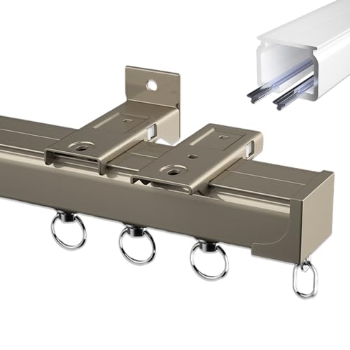 Aluminium Vorhangschienen Set, Vorhangschienen-System, Deckenschiene für Vorhänge, Decken-oder Wandhalterung, Vorhangschienen-System, Raumteiler Gardinenstange, Robuste Vorhangschienen(Sekt,4m(13.1ft) Aluminium Vorhangschienen Set, Vorhangschienen-System, Deckenschiene für Vorhänge, Decken-oder Wandhalterung, Vorhangschienen-System, Raumteiler Gardinenstange, Robuste Vorhangschienen(Sekt,4m(13.1ft) von RIFWOVE
