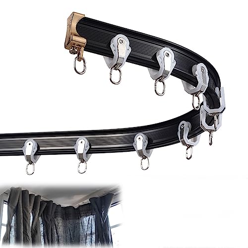 Flexible Und Biegbare Decken-Vorhangschiene Set Vorhangschienen Biegbare Decke Gebogen Vorhangschiene Deckenschiene Mit Gardinenhaken Deckenschiene Deckenhalterung für Vorhangschiene ( Color : Black , Flexible Und Biegbare Decken-Vorhangschiene Set Vorhangschienen Biegbare Decke Gebogen Vorhangschiene Deckenschiene Mit Gardinenhaken Deckenschiene Deckenhalterung für Vorhangschiene ( Color : Black , von RIFWOVE