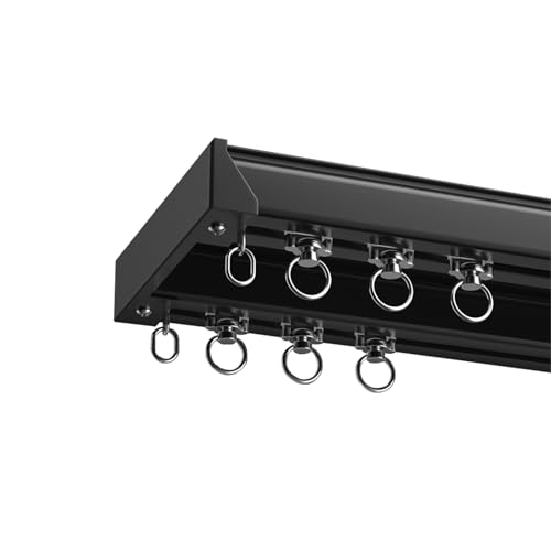 RIFWOVE Aluminium-gardinenschiene 2-läufig Deckenschiene Schwerlast 50cm–600cm Schiebevorhangschiene Deckenschiene, Ideal für Zuhause, Büro, Wohnzimmer, Schlafzimmer(Frankreich,100cm(3.3ft)) von RIFWOVE