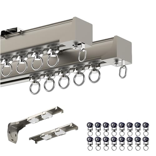 Rollmayer Aluminium Gardinenschiene, Aluminium-Vorhangschienen-Set, Glänzend 2-läufig Vorhangschiene Innenlaufschiene für Schiebevorhänge, Gardinen und Vorhänge, Inkl. Befestigungsmaterial(Sekt,280cm( Rollmayer Aluminium Gardinenschiene, Aluminium-Vorhangschienen-Set, Glänzend 2-läufig Vorhangschiene Innenlaufschiene für Schiebevorhänge, Gardinen und Vorhänge, Inkl. Befestigungsmaterial(Sekt,280cm( von RIFWOVE