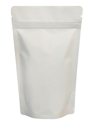 RIGHTPAK Weiße matte Stand-Up-Beutel, 50 Stück, 11 cm x 17 cm, wiederverschließbare Druckverschlussbeutel, reißfest, geruchsdicht, für Lebensmittelverpackungen von RIGHTPAK
