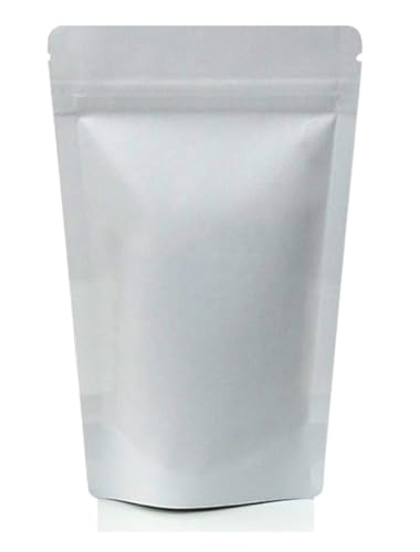 Rightpak Weiße Papierbeutel, stehend, 11 x 17 cm, Lebensmittelaufbewahrung, Verpackung, hitzebeständig, wiederverschließbar, mit Reißverschluss, geruchsdicht, 100 Stück von RIGHTPAK
