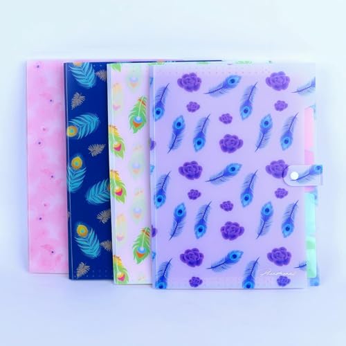 Niedliche Fächermappe, 4er-Set, Dokumenten-Organizer mit 5 Taschen, Akkordeon-Aktenordner für Studenten, Lehrer und Freiberufler, Feder-Serie Niedliche Fächermappe, 4er-Set, Dokumenten-Organizer mit 5 Taschen, Akkordeon-Aktenordner für Studenten, Lehrer und Freiberufler, Feder-Serie von RIHEAN