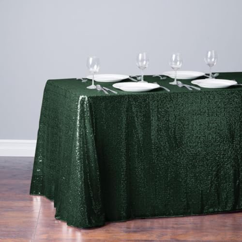Rechteckige Tischdecke mit glitzernden Pailletten, Roségold-Tischdecke für Hochzeit, Geburtstag, Babyparty, Party, Heimdekoration, Dunkelgrün, 150 x 300 cm Rechteckige Tischdecke mit glitzernden Pailletten, Roségold-Tischdecke für Hochzeit, Geburtstag, Babyparty, Party, Heimdekoration, Dunkelgrün, 150 x 300 cm von RIJPEX