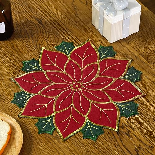 Spitzen-Satin-Stickerei-Tischdecke, quadratisch, Couchtisch-Tischdecke, Abdeckung für Tee-Kaminsims, Küche, Weihnachten, Ostern, Hochzeit, Dekoration, Rot, rund, 60 cm Spitzen-Satin-Stickerei-Tischdecke, quadratisch, Couchtisch-Tischdecke, Abdeckung für Tee-Kaminsims, Küche, Weihnachten, Ostern, Hochzeit, Dekoration, Rot, rund, 60 cm von RIJPEX