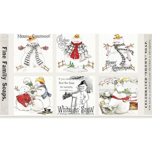 Riley Blake White As Snow Kollektion von J. Wecker Frisch, Premium Quiltstoff, perfekt zum Quilten, Basteln, Nähprojekte und mehr… (Snowy Soap Patch Panel) von RILEY BLAKE