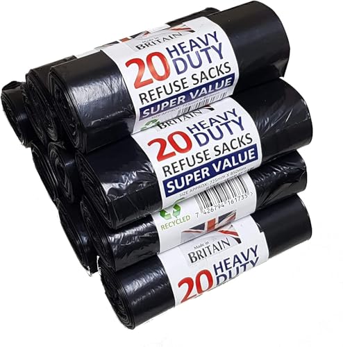 Rimex Müllbeutel, strapazierfähig, schwarz, 200 Stück, hergestellt in Großbritannien von RIMEX LTD