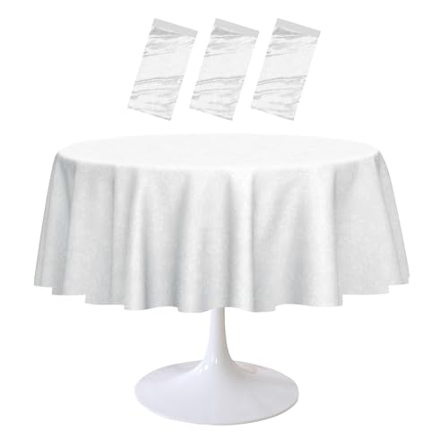 RINDOJIN 3 Stück Kunststoff-Spitzentischdecke, 213 x 213 cm, runde Spitzentischdecke, Einweg-Tischdecke für Picknick, Party, Geburtstag, Hochzeit, Babyparty, runde Tischdecke RINDOJIN 3 Stück Kunststoff-Spitzentischdecke, 213 x 213 cm, runde Spitzentischdecke, Einweg-Tischdecke für Picknick, Party, Geburtstag, Hochzeit, Babyparty, runde Tischdecke von RINDOJIN
