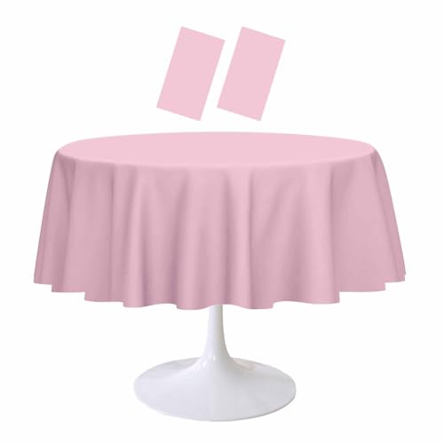 RINDOJIN Runde Tischdecke aus Kunststoff, 2 Stück, 213 x 213 cm, Einweg-Tischdecke für Babyparty, Hochzeit, Geburtstag, Party, Picknick, runde rosa Tischdecke RINDOJIN Runde Tischdecke aus Kunststoff, 2 Stück, 213 x 213 cm, Einweg-Tischdecke für Babyparty, Hochzeit, Geburtstag, Party, Picknick, runde rosa Tischdecke von RINDOJIN