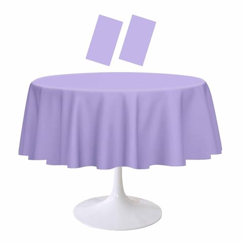 RINDOJIN Runde Tischdecke aus Kunststoff, 2 Stück, Lavendel, 213 x 213 cm, Einweg-Tischdecke für Babyparty, Hochzeit, Geburtstag, Party, Picknick, rund, hellviolett RINDOJIN Runde Tischdecke aus Kunststoff, 2 Stück, Lavendel, 213 x 213 cm, Einweg-Tischdecke für Babyparty, Hochzeit, Geburtstag, Party, Picknick, rund, hellviolett von RINDOJIN