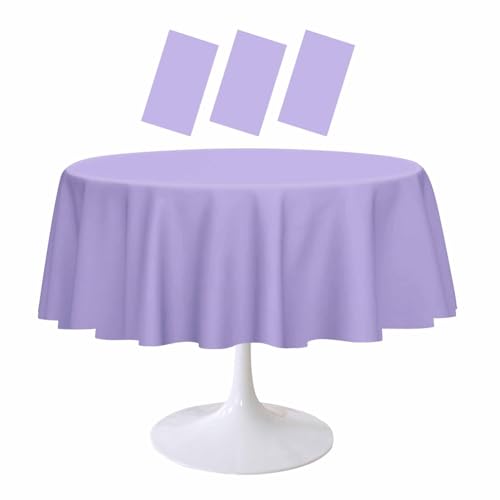 RINDOJIN Runde Tischdecke aus Kunststoff, 213 x 213 cm, Lavendel, Einweg-Tischdecke für Babyparty, Hochzeit, Geburtstag, Party, Picknick, rund, hellviolett, 3 Stück RINDOJIN Runde Tischdecke aus Kunststoff, 213 x 213 cm, Lavendel, Einweg-Tischdecke für Babyparty, Hochzeit, Geburtstag, Party, Picknick, rund, hellviolett, 3 Stück von RINDOJIN
