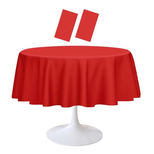 RINDOJIN Runde Tischdecke aus Kunststoff, rund, 213 x 213 cm, Einweg-Tischdecke für Babyparty, Hochzeit, Geburtstag, Party, Picknick, runde Kunststoff-Tischdecke, 2 Stück RINDOJIN Runde Tischdecke aus Kunststoff, rund, 213 x 213 cm, Einweg-Tischdecke für Babyparty, Hochzeit, Geburtstag, Party, Picknick, runde Kunststoff-Tischdecke, 2 Stück von RINDOJIN