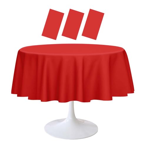 RINDOJIN Runde Tischdecke aus Kunststoff, rund, 213 x 213 cm, Einweg-Tischdecke für Babyparty, Hochzeit, Geburtstag, Party, Picknick, runde Kunststoff-Tischdecke, 3 Stück RINDOJIN Runde Tischdecke aus Kunststoff, rund, 213 x 213 cm, Einweg-Tischdecke für Babyparty, Hochzeit, Geburtstag, Party, Picknick, runde Kunststoff-Tischdecke, 3 Stück von RINDOJIN