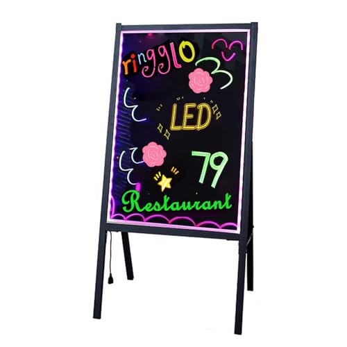 RINGGLO LED-Schreibtafel, 50 x 70 cm großes Neonlicht-Zeichenbrett für Schule, Hochzeit, Bar, Restaurant, Küche und Zuhause,Plug in model,B von RINGGLO