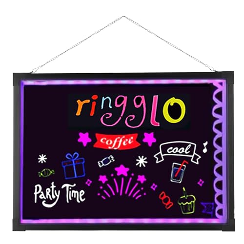 RINGGLO LED-Schreibtafel, 50 x 70 cm großes Neonlicht-Zeichenbrett für Schule, Hochzeit, Bar, Restaurant, Küche und Zuhause,Rechargeable model,A von RINGGLO