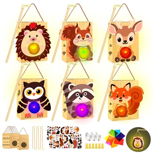 Laternen Bastelset für Kinder, LED Laterne mit Stab, Laternen zum Selber Basteln,Herbst Basteln Kinder,Papiertüten mit Transparentpapier und Stanzteilen,Fuchs, Eule, Bär,Igel,Reh,Eichhörnchen Laternen Bastelset für Kinder, LED Laterne mit Stab, Laternen zum Selber Basteln,Herbst Basteln Kinder,Papiertüten mit Transparentpapier und Stanzteilen,Fuchs, Eule, Bär,Igel,Reh,Eichhörnchen von RIRIDAMAI
