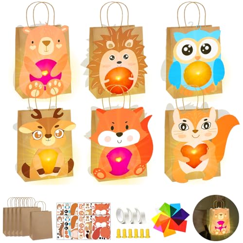 6 Stück Laternen Bastelset für Kinder,Laternen zum Selber Basteln,LED Laterne,Herbst Basteln Kinder,Papiertüten mit Transparentpapier und Stanzteilen,Fuchs, Eule, Bär,Igel,REH,Eichhörnchen 6 Stück Laternen Bastelset für Kinder,Laternen zum Selber Basteln,LED Laterne,Herbst Basteln Kinder,Papiertüten mit Transparentpapier und Stanzteilen,Fuchs, Eule, Bär,Igel,REH,Eichhörnchen von RIRIDAMAI