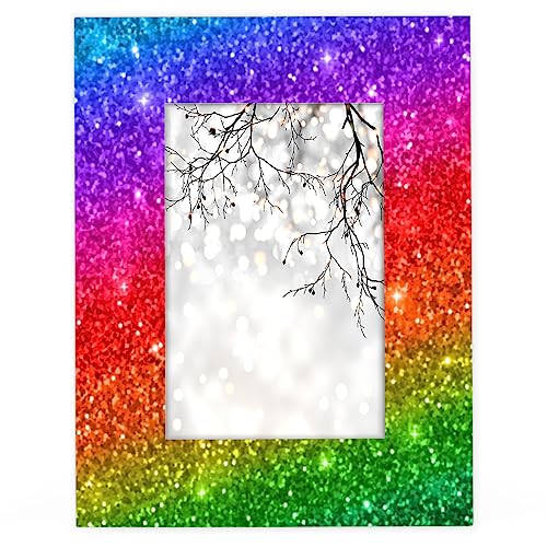 RIRIX 12,7 x 17,8 cm Bilderrahmen, Regenbogen-Muster, Bilderrahmen aus Holz, Fotorahmen für Desktop oder Wanddekoration von RIRIX