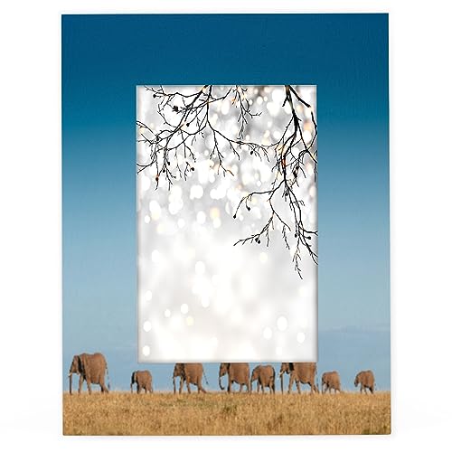 RIRIX Bilderrahmen Afrikanische Savanne Elefanten Bilderrahmen Tier Elefanten Holz Foto Display Fotorahmen für Desktop oder Wanddekoration von RIRIX