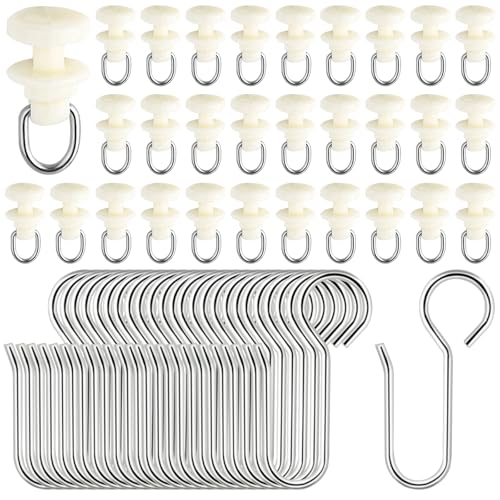 120 Stück Gardinenröllchen für Schiene Set, 60 Gardinenhaken Gleiter und 60 Metall Vorhanghaken, Gardinengleiter für Schienen für alle Standardschienen, Vorhang Haken, Duschvorhang Schiene 120 Stück Gardinenröllchen für Schiene Set, 60 Gardinenhaken Gleiter und 60 Metall Vorhanghaken, Gardinengleiter für Schienen für alle Standardschienen, Vorhang Haken, Duschvorhang Schiene von RISF