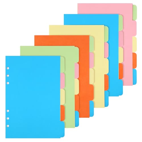30 Blätter / 6 Sets A5 Ordner Trennblätter, 5 Farbige Trennblätter A5 6 Löcher, 21x15cm Ordner Register, Register A5 für Ringbuch, Planer, Notizbuch von RISF