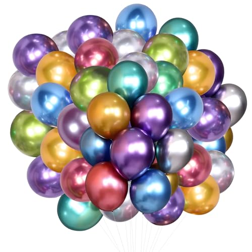 Metallic Luftballons Geburtstag, 100 Stück 12 Zoll Luftballons Hochzeit, Bunt Latex Ballons, Glänzende Helium Ballons für Geburtstagsdeko, Hochzeitsdeko, Party Dekoration Metallic Luftballons Geburtstag, 100 Stück 12 Zoll Luftballons Hochzeit, Bunt Latex Ballons, Glänzende Helium Ballons für Geburtstagsdeko, Hochzeitsdeko, Party Dekoration von RISF