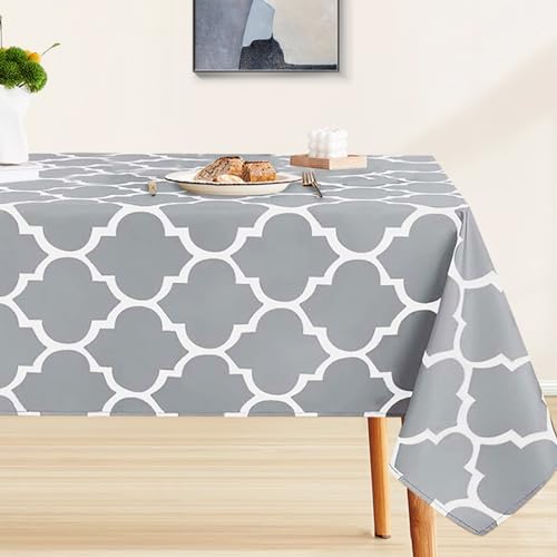 Outdoor Tischtuch Wetterfest Eckig, Tischdecke Abwaschbar 100x140cm, Polyester Gartentischdecke Grau für Party Küche Camping Outdoor Tischtuch Wetterfest Eckig, Tischdecke Abwaschbar 100x140cm, Polyester Gartentischdecke Grau für Party Küche Camping von RISVOWO
