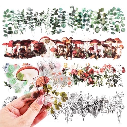 RISYPISY 160Stück Floral Aufkleber, Eukalyptus Pflanze Aufkleber Set Dekorative Abziehbilder Scrapbooking Aufkleber für Journaling, Kunsthandwerk, Laptop von RISYPISY