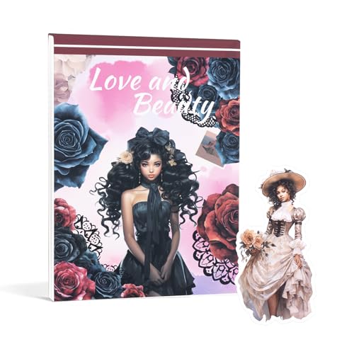RISYPISY 20 Blätter Journaling Sticker Buch für Frauen, 270+ vorgestanzte Vintage Fashion Girl Sticker, Scrapbooking Planer Zubehör (black) von RISYPISY