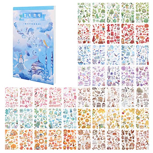 RISYPISY Scrapbooks Washi-Aufkleber, 50 Blatt/1000+PCS Warme Farbaufkleber für Journaling, Kalender, Geschenkverpackung, Kunsthandwerk, Umschläge RISYPISY Scrapbooks Washi-Aufkleber, 50 Blatt/1000+PCS Warme Farbaufkleber für Journaling, Kalender, Geschenkverpackung, Kunsthandwerk, Umschläge von RISYPISY