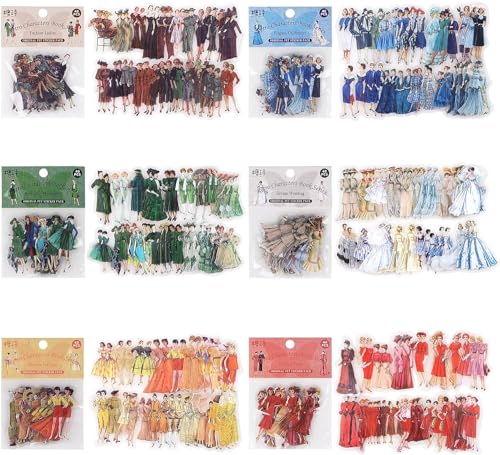 RISYPISY Vintage Mode Aufkleber, 240 Stück Retro-Stil Damen Scrapbook Aufkleber Scrapbooking Supplies Kit, Sheer Menschen Aufkleber für Junk-Journale, Karten machen, Papier-Handwerk RISYPISY Vintage Mode Aufkleber, 240 Stück Retro-Stil Damen Scrapbook Aufkleber Scrapbooking Supplies Kit, Sheer Menschen Aufkleber für Junk-Journale, Karten machen, Papier-Handwerk von RISYPISY
