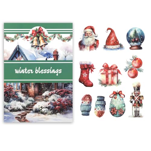 RISYPISY Weihnachten PET/Papier Aufkleber für Journaling, 20 Blätter Weihnachten Blätter Scrapbooking Supplies, 208pcs Aufkleber Supplies Dekoration Journaling Supplies RISYPISY Weihnachten PET/Papier Aufkleber für Journaling, 20 Blätter Weihnachten Blätter Scrapbooking Supplies, 208pcs Aufkleber Supplies Dekoration Journaling Supplies von RISYPISY
