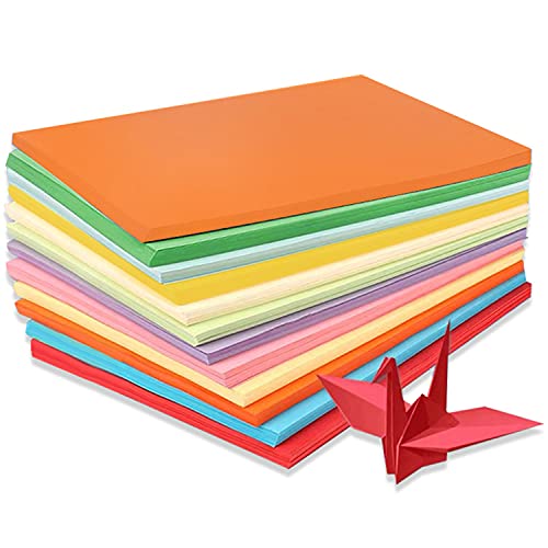 100 Blatt farbiges A4-Papier, Origami-Papier, handgefertigtes Origami-Farbpapier, bunt/Bastelpapier für Kinder und Erwachsene, farbenfrohe Projekte von RIVIEVAL