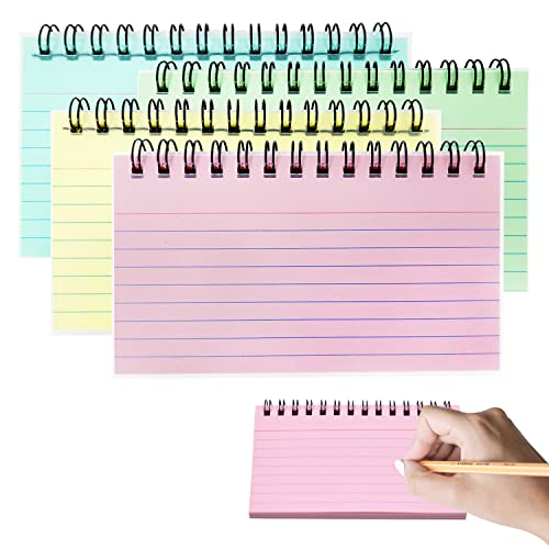 RIVIEVAL 4er-Pack Karteikarten, 200 Blatt Karteikarten, linierte Revisionskarten, einfach aufklappbare Karteikarten, Cue-Karten für Bürobesprechungen, Lernen in der Schule(blau, rosa, grün und gelb) von RIVIEVAL