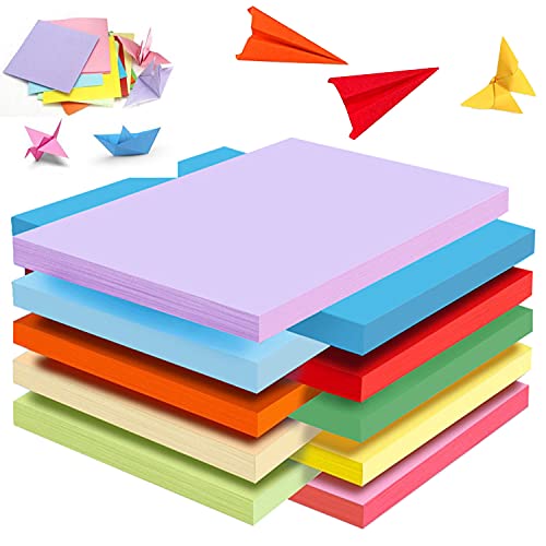 A5 Farbiges Papier 100 Blatt Bastelpapier Farbiges Papierpaket Verschiedene Pastellpapiere für handgemachtes Origami, Kinder, Erwachsene, Anfänger, Kunst und Handwerk Bunte Projekte von RIVIEVAL