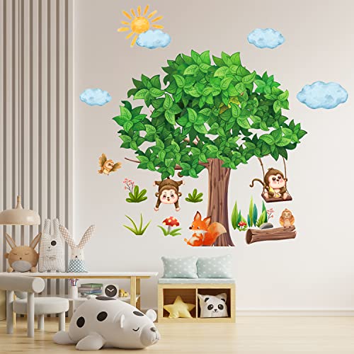 Dschungel-Affen und Baum-Wandaufkleber, Dschungeltiere, Wandaufkleber, Affe, Kletterbaum, Wandaufkleber, Tiere, Baum, Wandaufkleber für Baby-Kinderzimmer, Kinderzimmer, Schlafzimmer, Wanddekoration Dschungel-Affen und Baum-Wandaufkleber, Dschungeltiere, Wandaufkleber, Affe, Kletterbaum, Wandaufkleber, Tiere, Baum, Wandaufkleber für Baby-Kinderzimmer, Kinderzimmer, Schlafzimmer, Wanddekoration von RIVIEVAL