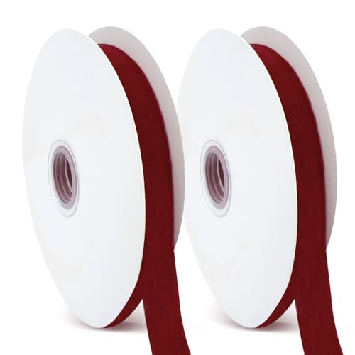 RIVIEVAL Samtband, burgunderfarbenes Samtband 10 mm x 20 Yard Weiche Samtbänder zum Verpacken Burgunderfarbene Bänder zum Verpacken von Geschenken RIVIEVAL Samtband, burgunderfarbenes Samtband 10 mm x 20 Yard Weiche Samtbänder zum Verpacken Burgunderfarbene Bänder zum Verpacken von Geschenken von RIVIEVAL