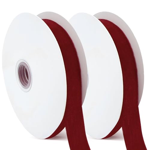 Samtband, burgunderfarbenes Samtband 25 mm x 20 Yard Weiche Samtbänder zum Verpacken von Weihnachtsgeschenken Burgunderfarbene Bänder zum Verpacken von Geschenken Samtband, burgunderfarbenes Samtband 25 mm x 20 Yard Weiche Samtbänder zum Verpacken von Weihnachtsgeschenken Burgunderfarbene Bänder zum Verpacken von Geschenken von RIVIEVAL