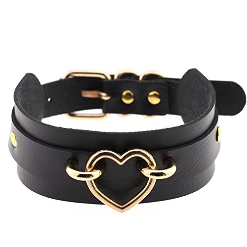 RIVILA Halsband Halsreif Sex ​Bondage Leder Halsband Halskette Damen Choker Halsband Gotik Punk Rock Lederband Einstellbar Kragen,1-41cm von RIVILA