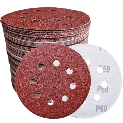 105 Klett-Schleifscheiben 125 mm – 8-Loch selbstklebend für Exzenterschleifer | 7 Körnungen P40/60/100/150/240/320/600 (15x je Körnung) | Profi-Schleifpapier für Metall, Holz, Kunststoff, Leder & Glas von RIWO COMMERCE