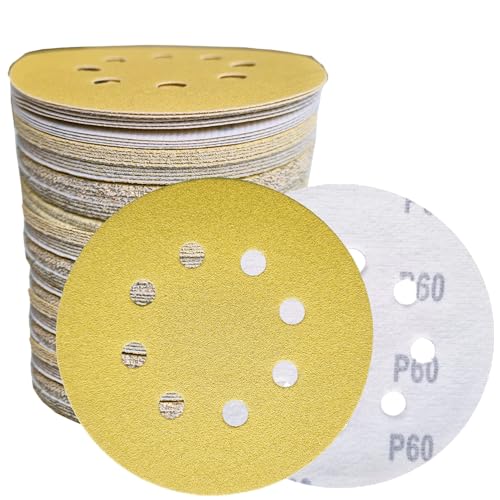 50 Klett-Schleifscheiben 125 mm – 8-Loch selbstklebend für Exzenterschleifer | 5 Körnungen P40/60/80/120/240 (10x je Körnung) | Profi-Schleifpapier für Metall, Holz, Kunststoff, Leder & Glas von RIWO COMMERCE