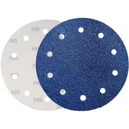 Zirkon-Schleifscheiben, Schleifpapier, Klett 10-Loch geeignet für Pallmann Spider Schleifmaschine, Exzenterschleifer, Winkelschleifer, Schleifteller Ø 178 mm, Korn 60 (50 Stück) von RIWO COMMERCE