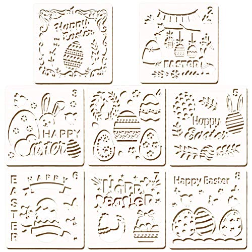 RIYAN 8Pcs Easter Drawing Painting Stencils Template Sets Waschbare PET-Schablonen zum Malen Von Dekoration Basteln für Kinder Geschenk von RIYAN