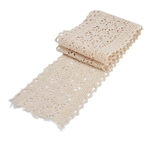 10 Yard Vintage Blumenspitzenverkleidung mit Exquisitem Muster und Hautfreundlichem Material, Weißes Dehnbares Spitzenband für Hochzeitsdekorationen, Ideal für Jubiläums-/Geburtstagsfeier (Beige) von RIZGHWOY