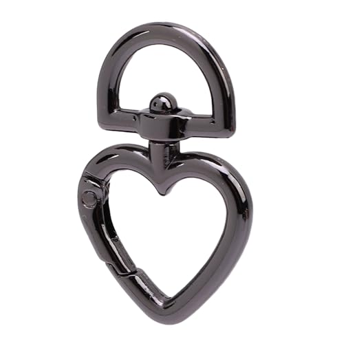 12 Pcs Herzform Drehschnalle, Zinklegungsauslöser Federschlüsselungsclip für Handtasche, Reise, Rucksack Geeignet (Silberschwarz) von RIZGHWOY