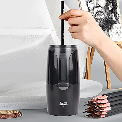 Automatischer Bleistiftspitzer Premium Electric Bleistiftspitzer für die Schulstapeltier-Lithium-Batterie 2000mah (8028 schwarz) von RIZGHWOY